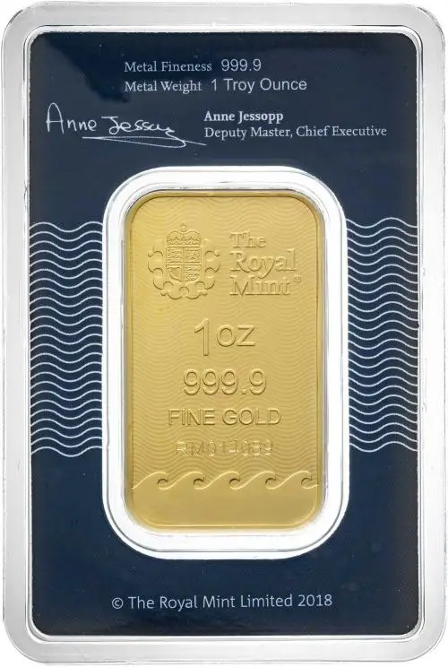 Gold 1 oz Britannia Bar Royal Mint - Pre-Owned reverse In Card