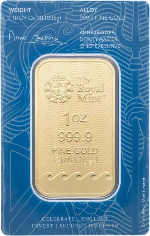 Gold Minted 1 oz Britannia Bar Royal Mint - Pre-Owned reverse new 1