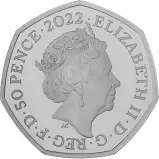 2022 Silver Proof British Decimal Elizabeth II Birmingham Commonwealth Games Pound Sterling 50 Pence Coin With Box with Cert United Kingdom The Royal Mint obverse