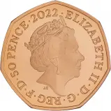 2022 50 Years of Pride Gold Proof 50p Coin obverse