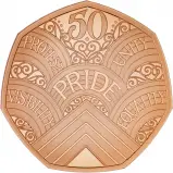 2022 50 Years of Pride Gold Proof 50p Coin reverse