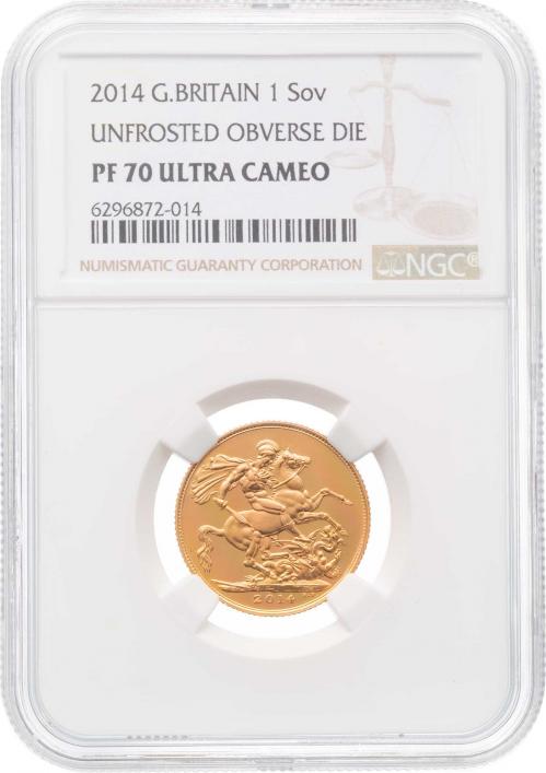 2014 Gold Sovereign Unfrosted Die Error NGC PF-70 | Chard