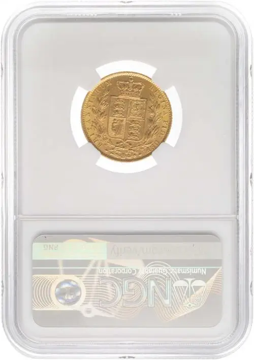 1852 Gold Graded Victoria Young Head Shield Sovereign NGC MS-61 Coin slabbed 2