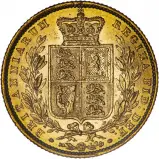 1852 Gold Graded Victoria Young Head Shield Sovereign NGC MS-61 Coin Reverse