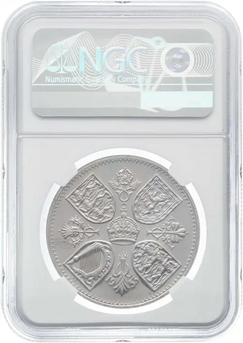 1953 Elizabeth II Proof Coronation Crown NGC PF-65 CAMEO Coin Reverse