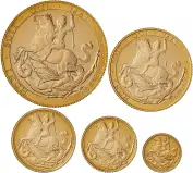 2017 Gold Proof Sovereign  Coin With Box Gibraltar 5 Coins obverse designs