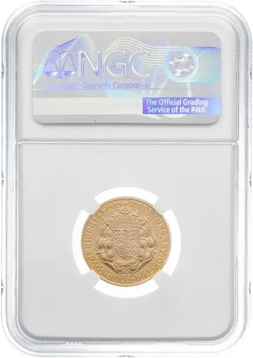 1989 Gold Proof Full Sovereign Elizabeth II 500th Anniversary Coin PF-65 Grade Reverse