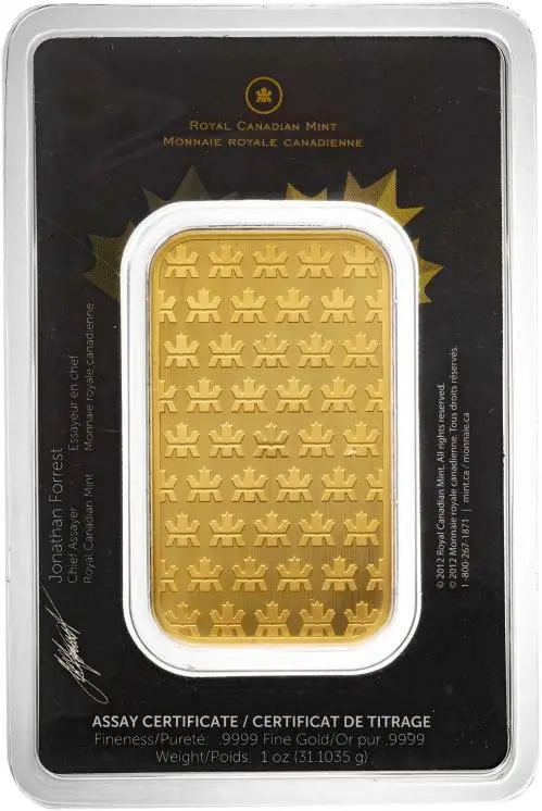 Royal Canadian Mint 1 oz Minted Gold Bullion Bar Pre-Owned reverse
