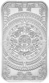 Silver 1 Ounce The Aztec Calendar  Bar, Collectable reverse