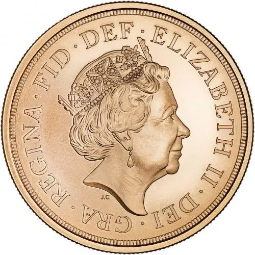 2022 Platinum Jubilee Five Sovereign Piece BU Matt Finish obverse