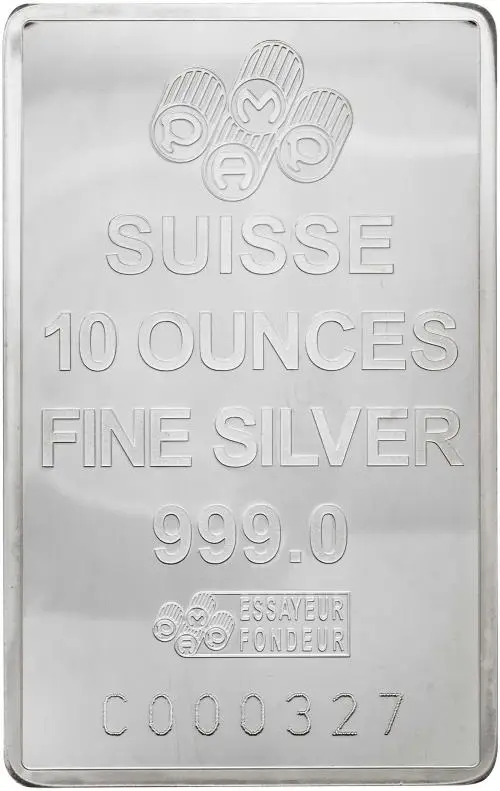 Silver 10 Ounce Bar Pre-Owned Switzerland PAMP Suisse obverse