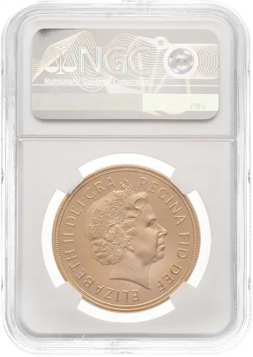 2012 Gold Proof Diamond Jubilee Quintuple Sovereign NGC PF-70 ULTRA CAMEO obverse