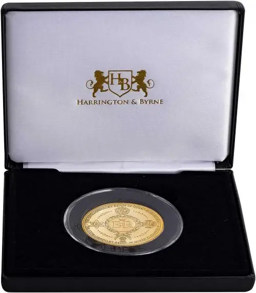 2021 Gold Proof Elizabeth II Platinum Jubilee Pound Sterling $25  Coin Single Solomon Islands Harrington & Byrne with box