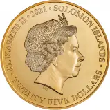 2021 Gold Proof Elizabeth II Platinum Jubilee Pound Sterling $25  Coin Single Solomon Islands Harrington & Byrne obverse
