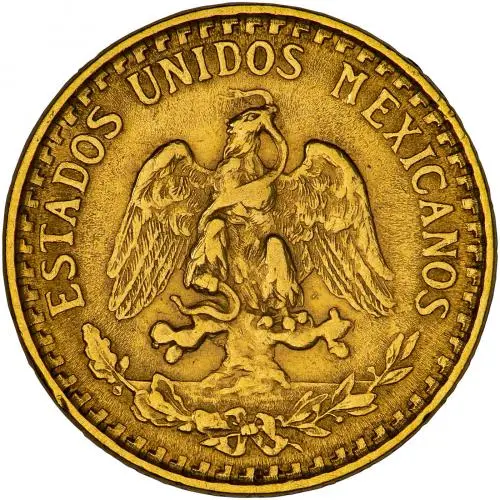 1920 Gold 2 Pesos  Coin Single Mexico obverse