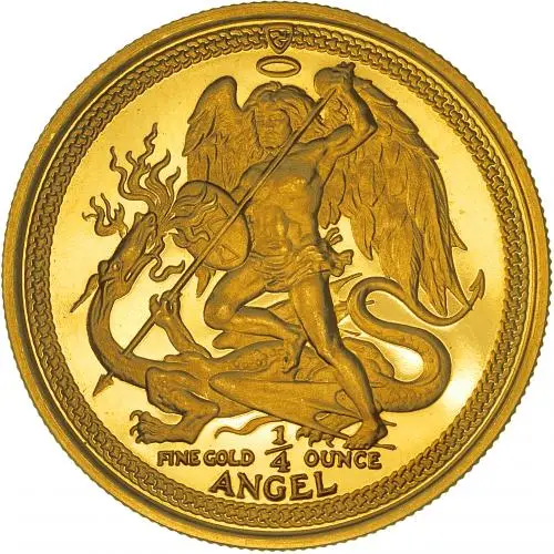 2016 Gold Bullion 0.25 Ounce Angel Isle of Man Coin Grade C reverse