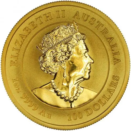 2023 Year of the Rabbit Perth Mint Australian Lunar 1 oz Gold Bullion Coin obverse chards image crop