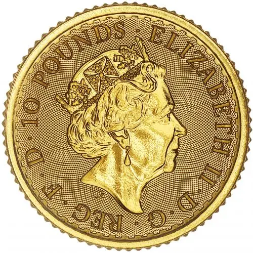 2023 Queen Elizabeth II Britannia 0.1 oz Gold Bullion Coin obverse chards