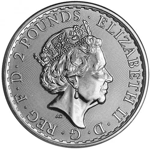 2023 Queen Elizabeth II Britannia 1 oz Silver Bullion Coin - Pre-Owned obverse chards crop