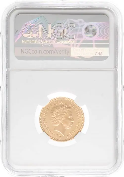 1999 Gold Graded Full Sovereign Elizabeth II Coin United Kingdom NGC PF 70 ULTRA CAMEO obverse