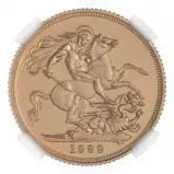 1999 Gold Graded Full Sovereign Elizabeth II Coin United Kingdom NGC PF 70 ULTRA CAMEO rev