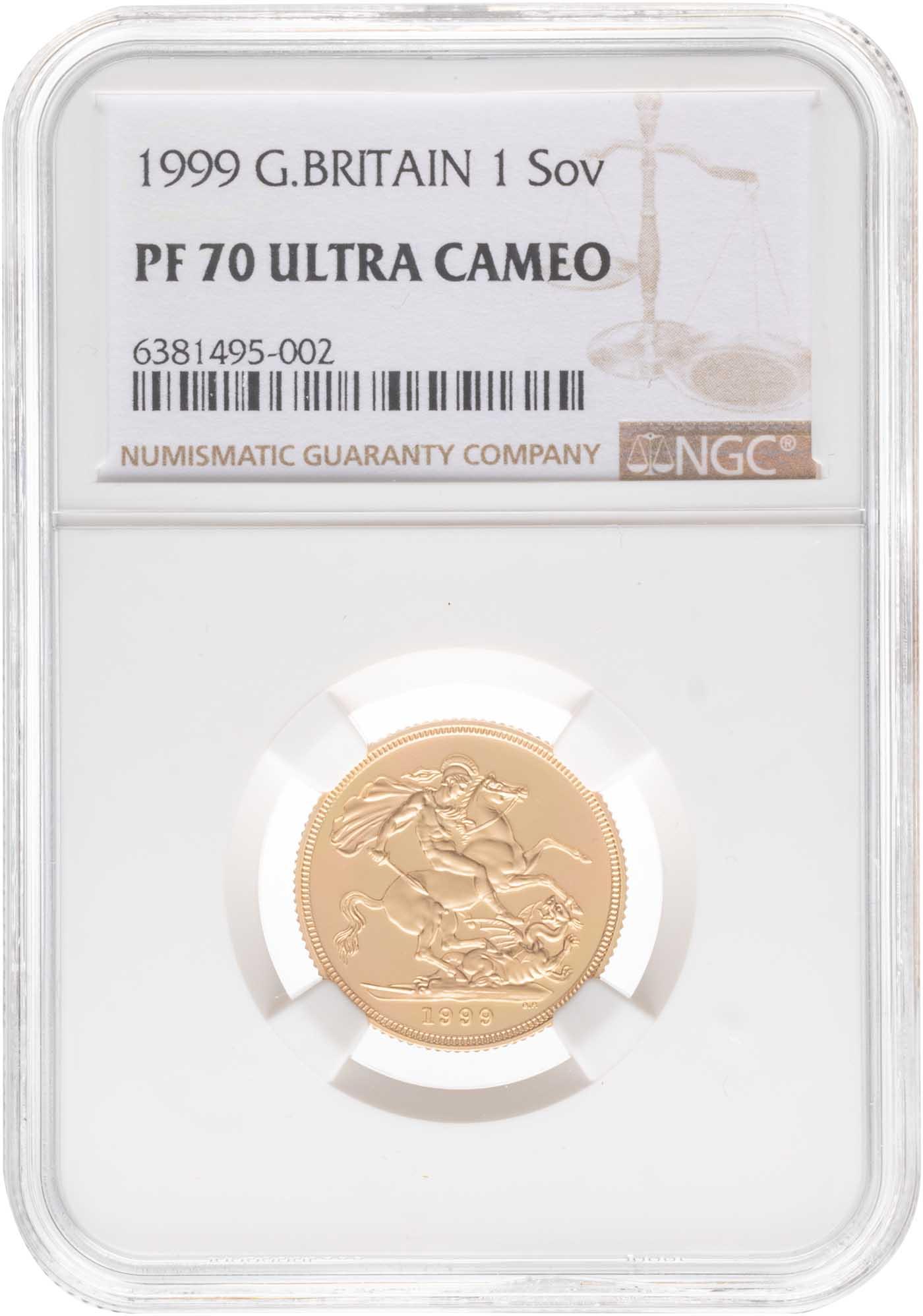 1999 Gold Full Sovereign NGC PF 70 ULTRA CAMEO | Chards