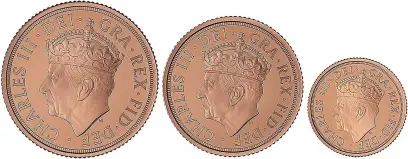 2023 Coronation of King Charles III 3-Coin Gold Proof Sovereign Set Obverse 1 chards  