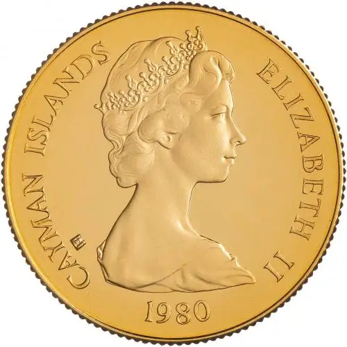 1980 Gold Proof Elizabeth II Gold Kings Collection Cayman Islands Dollar $50  Coin With Book Without Cert Cayman Islands 10 Coins obverse designs
