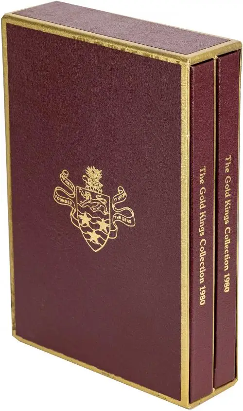 1980 Gold Proof Elizabeth II Gold Kings Collection Cayman Islands Dollar $50  Coin With Book Without Cert Cayman Islands 10 Coins outer box