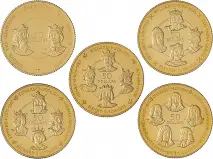 Cayman Islands 1980 Gold Proof Elizabeth II Gold Kings Collection $50 - 10-Coin Set
