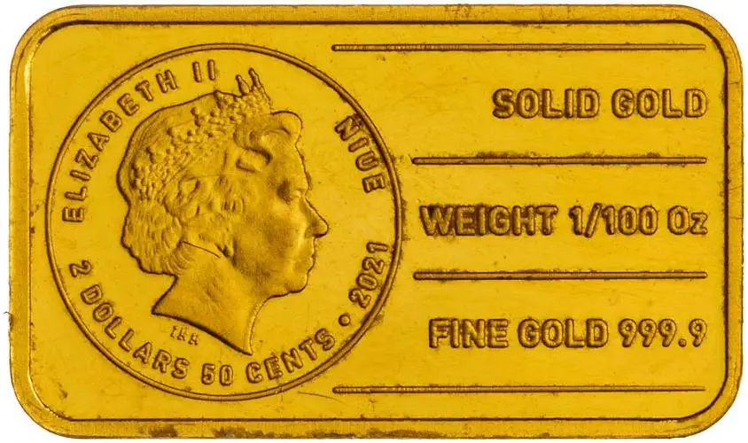 1/100 oz Gold Bullion Ingot In Gold We Trust Niue Bar Pre-Owned obverse