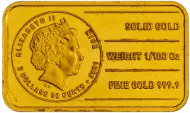 1/100 oz Gold Bullion Ingot In Gold We Trust Niue Bar Pre-Owned obverse