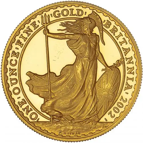 2002 Gold Proof Britannia  1 oz Coin In Capsule - Grade C reverse