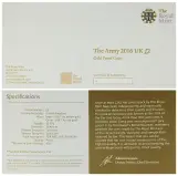 2016 The Army First World War 'Shoulder to Shoulder' £2 Gold Proof Coin certificate