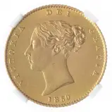 1850 Gold Graded Half Sovereign Victoria Young Head Shield NGC MS-62 obv closer