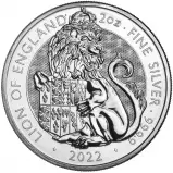 2022 Silver 2 oz Lion of England Bullion Coin - Pre-Owned 