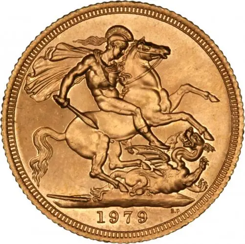 1979 Elizabeth II Gold Proof Sovereign Coin reverse