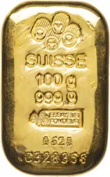 100g Gold Cast Bullion Bar PAMP Suisse - Pre-Owned