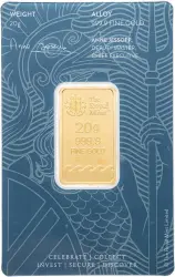 The Royal Mint 20g Britannia Minted Gold Bullion Bar chards obverse