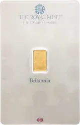 The Royal Mint 1g Britannia Minted Gold Bullion Bar