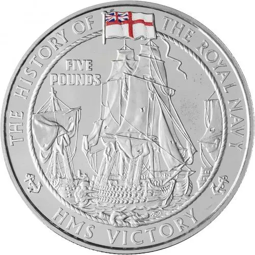 2004 Silver Proof History of The Royal Navy - HMS Victory £5  Coin Single Jersey