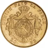1877 Gold 20 Franc Coin Single Belgium