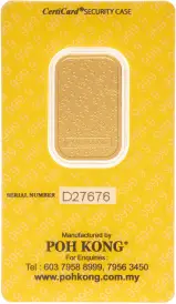 10g Wafer Gold Bullion Bar Poh Kong Bunga Raya Malaysia - Pre-Owned reverse