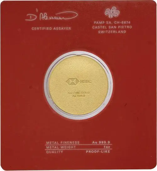 Pamp Suisse HSBC 30 Years of Service Gold Rounds obverse