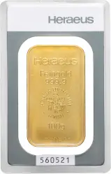 Heraeus 100g Minted Gold Bullion Bar Pre-Owned