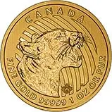2015 Gold 1 oz Growling Cougar Coin - 99.999 Fine 