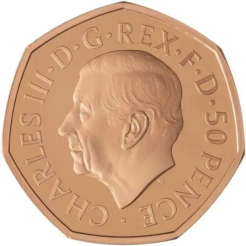 2022 Charles III Queen Elizabeth II Memorial Gold Proof 50p Coinobverse