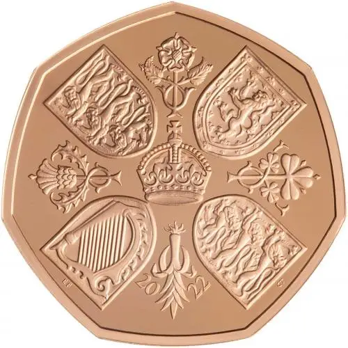 2022 Charles III Queen Elizabeth II Memorial Gold Proof 50p Coinreverse
