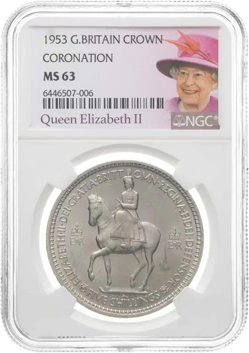 1953 Elizabeth II Coronation Crown NGC MS-63 obverse