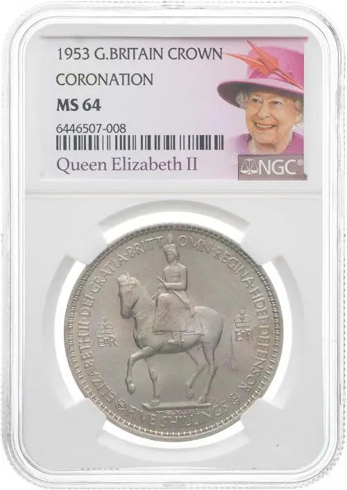 1953 Elizabeth II Coronation Crown NGC MS-64 obverse